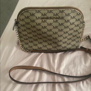 Michael Kors Jet Set Crossbody Logo Bag – Brown MK Canvas, Chain/leather straps